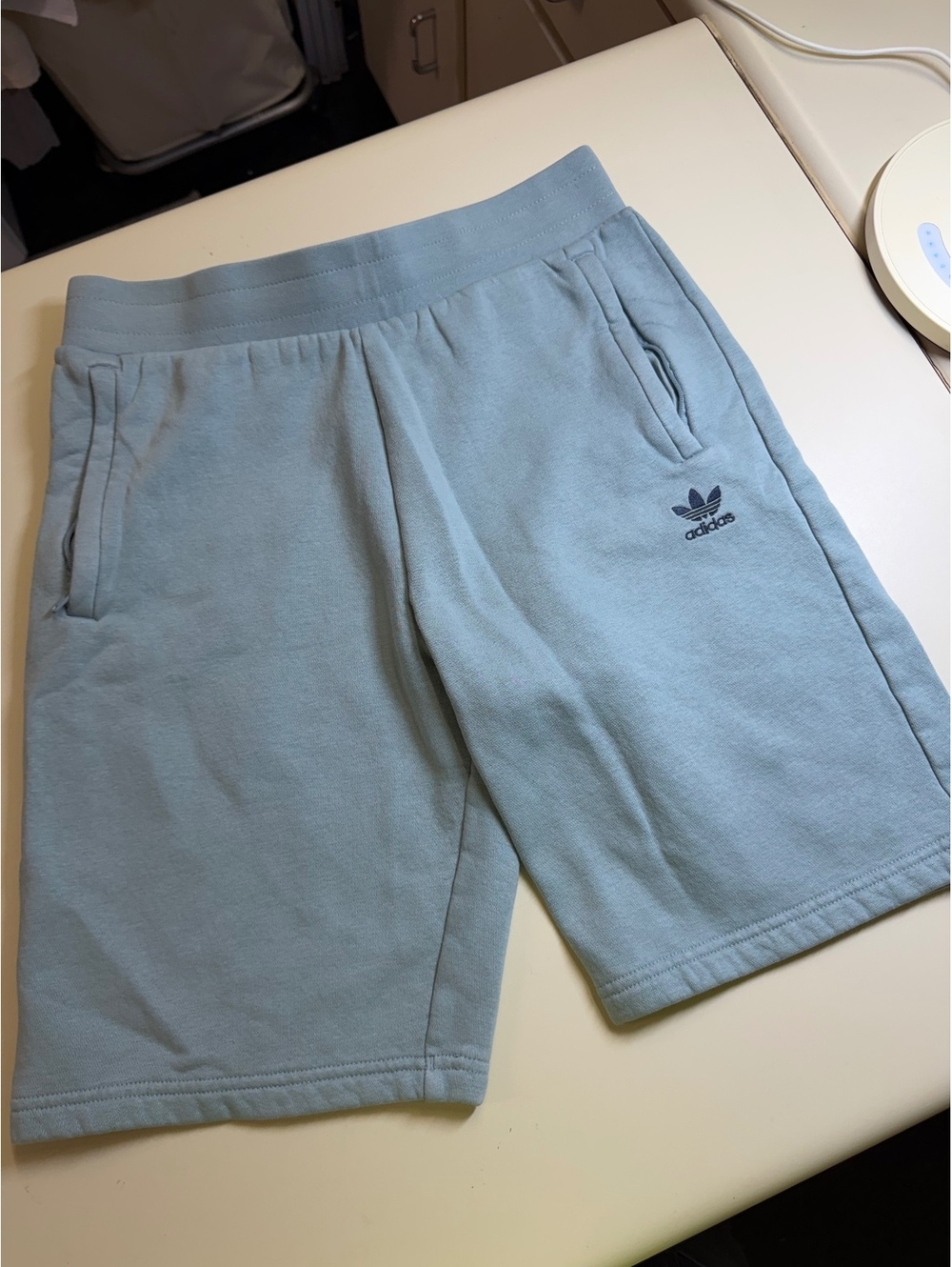Adidas Light Blue Sweat Shorts with Drawstring Waist